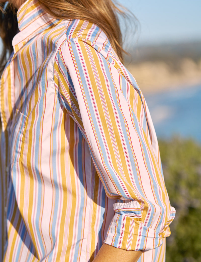 EILEEN Gold with Red and Blue Stripe, Italian Cotton
