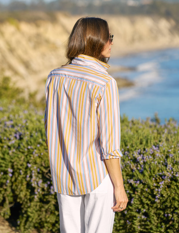 EILEEN Gold with Red and Blue Stripe, Italian Cotton