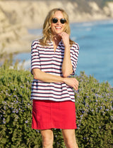 PATTY White with Red and Navy French Stripe, Heritage Jersey